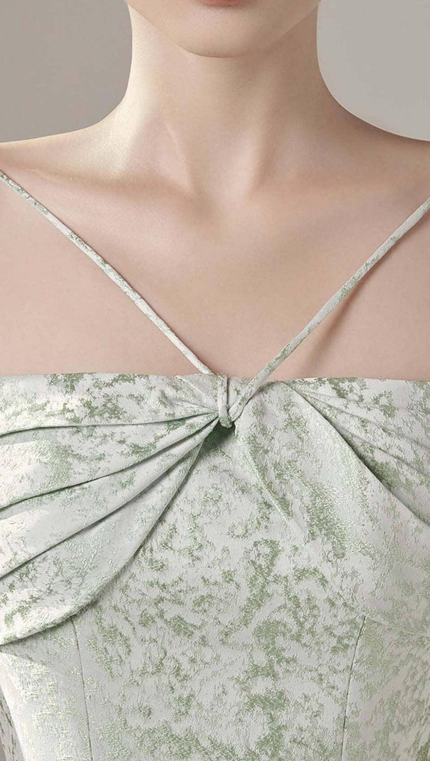 AIIZIE PLEAT SQUARE COLLAR MINI DRESS IN MINT - product image