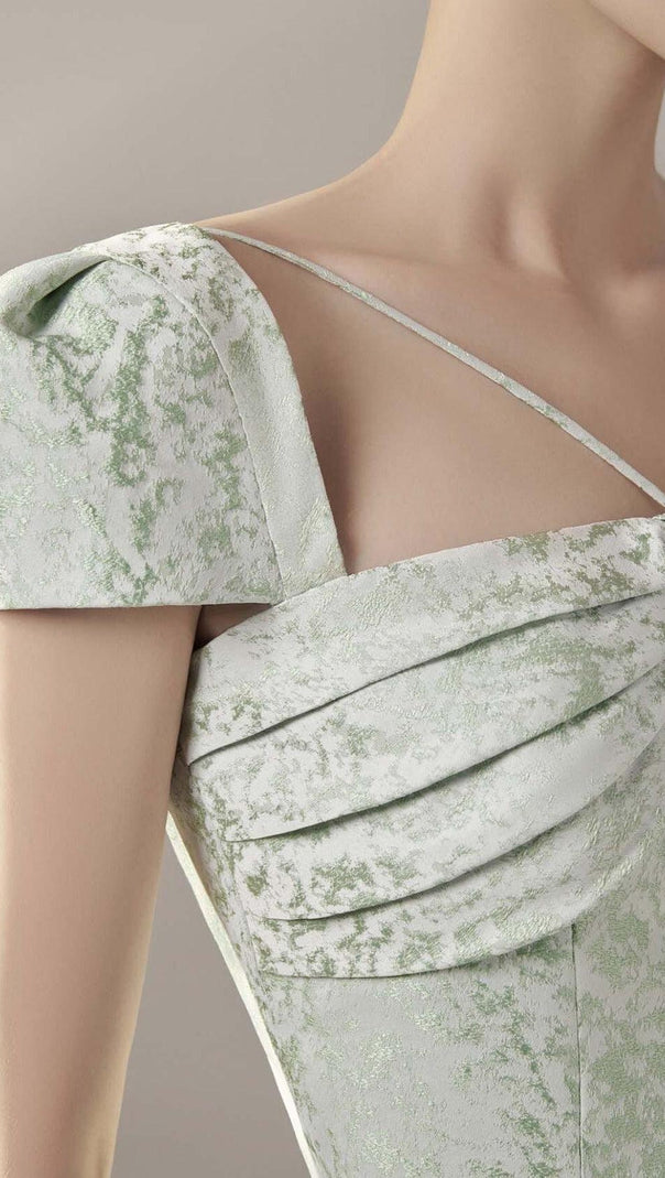 AIIZIE PLEAT SQUARE COLLAR MINI DRESS IN MINT - product image