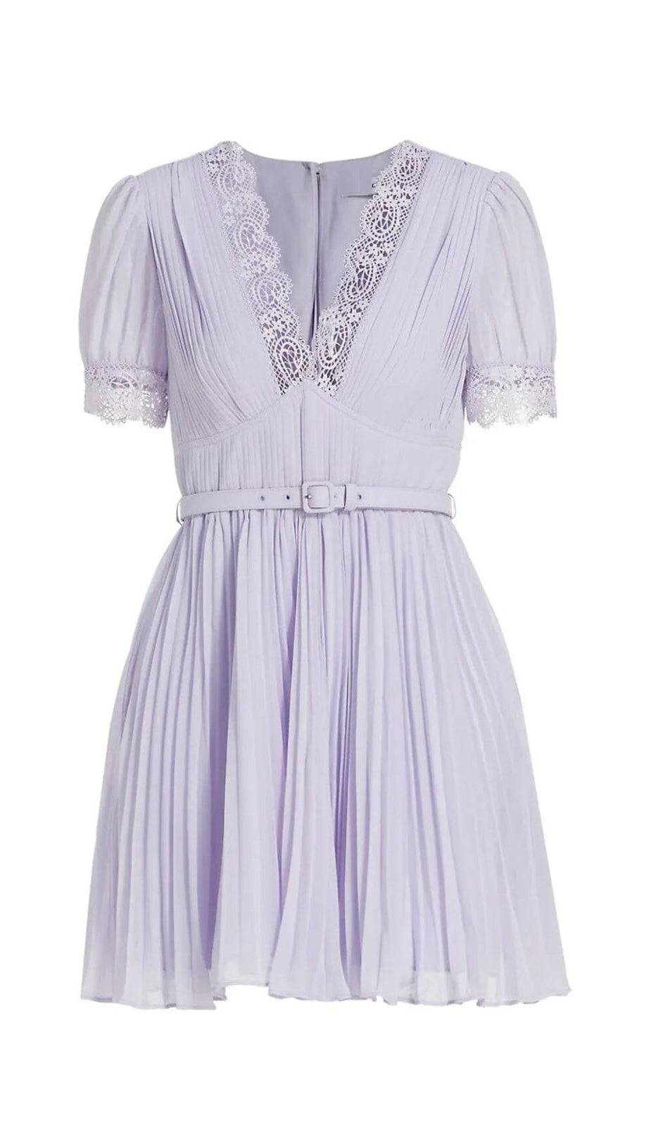 Plissiertes Chiffon-Minikleid in Lavendel
