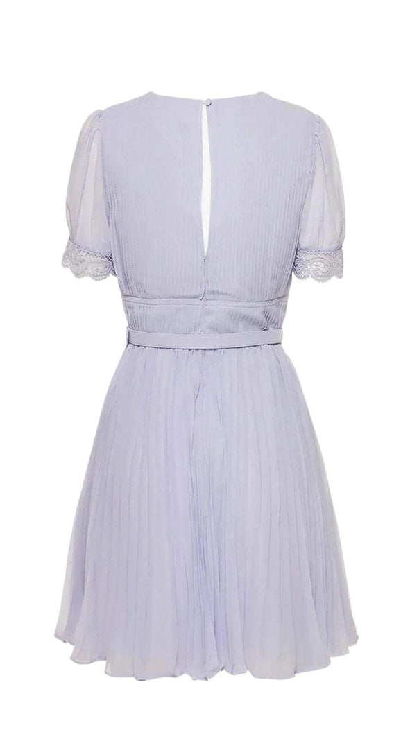 AIIZIE PLEATED CHIFFON MINI DRESS IN LAVENDER - product image