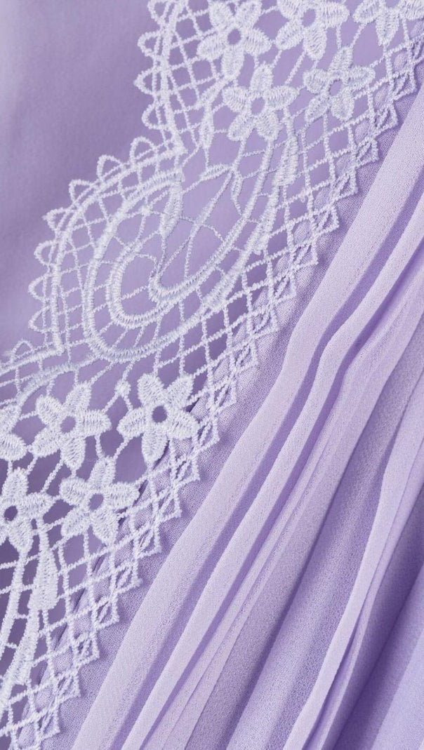 AIIZIE PLEATED CHIFFON MINI DRESS IN LAVENDER - product image