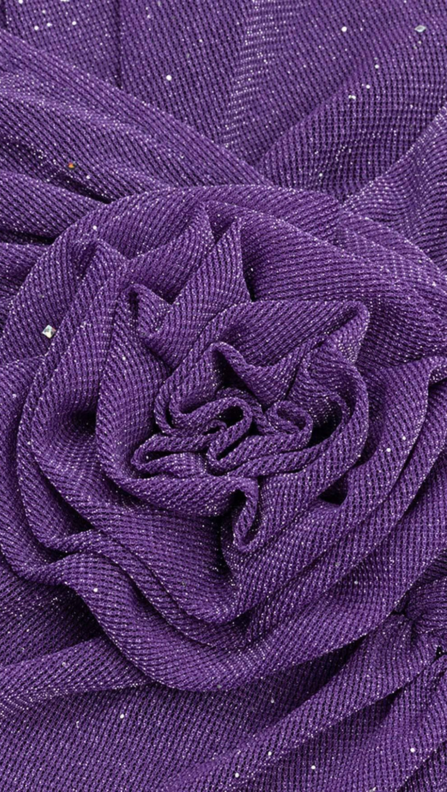 PLUNGE GLITTER BANDAGE MIDI DRESS IN AMETHYST