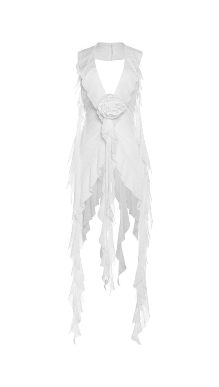 PLUNGE MESH TOP IN WHITE