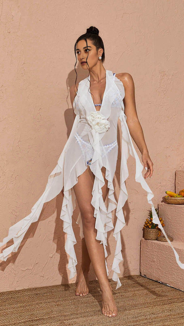 AIIZIE PLUNGE MESH TOP IN WHITE - product image