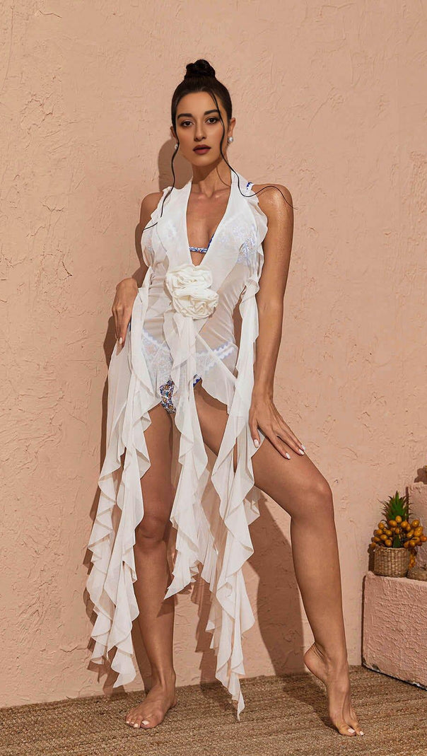 AIIZIE PLUNGE MESH TOP IN WHITE - product image