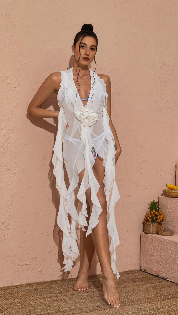 AIIZIE PLUNGE MESH TOP IN WHITE - product image