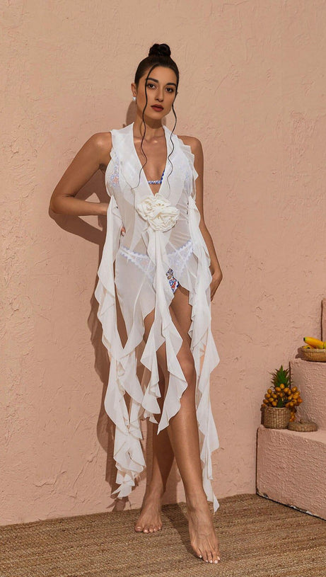 PLUNGE MESH TOP IN WHITE