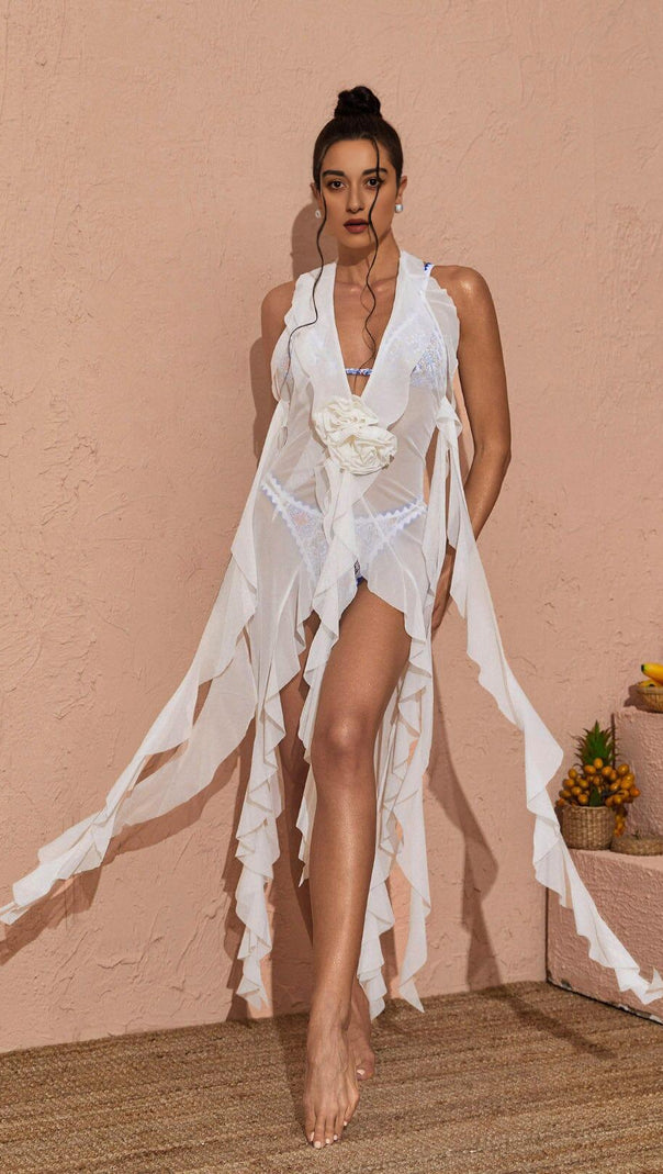 AIIZIE PLUNGE MESH TOP IN WHITE - product image