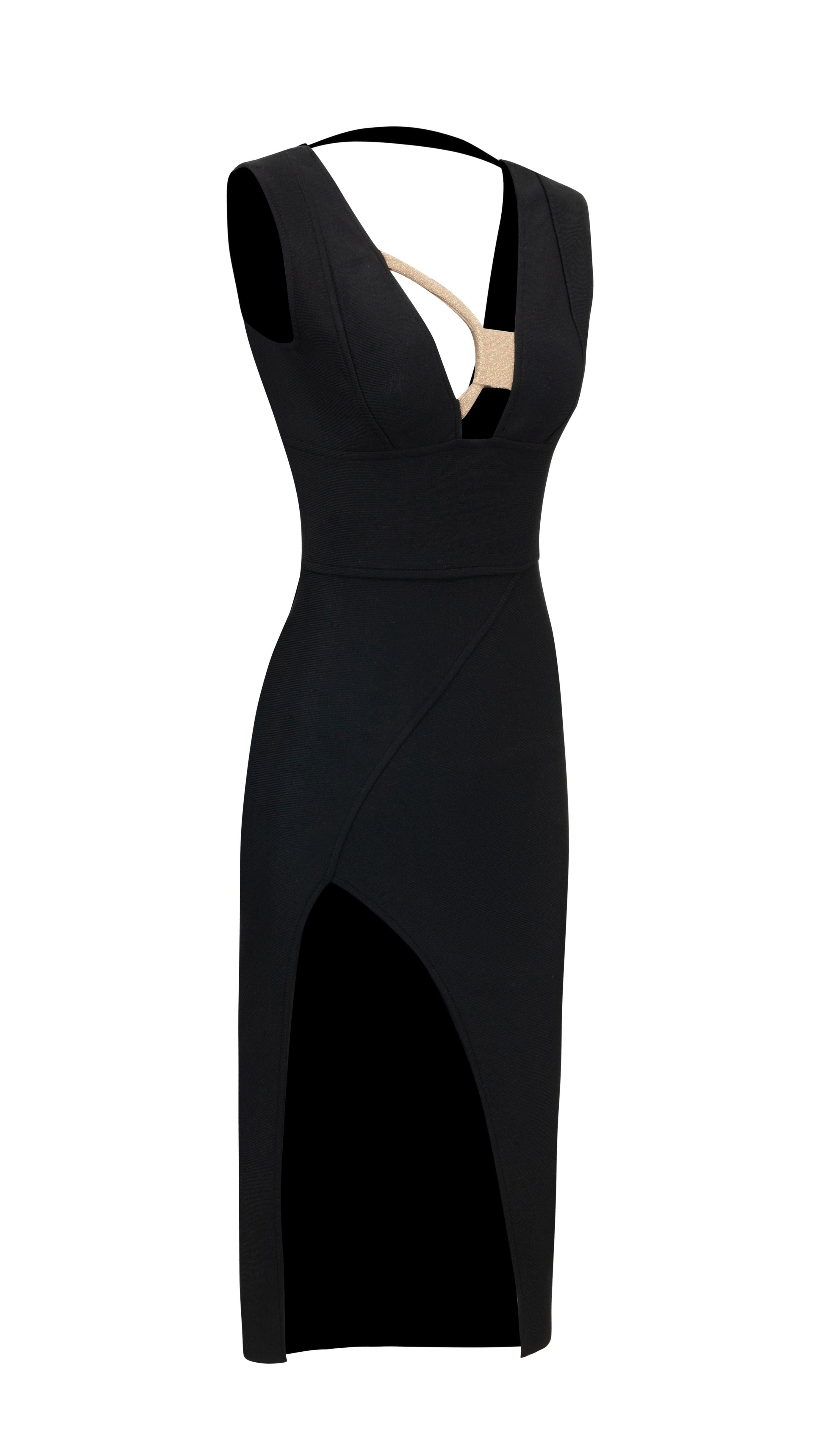 PLUNGE V-NECK MIDI DRESS IN BLACK