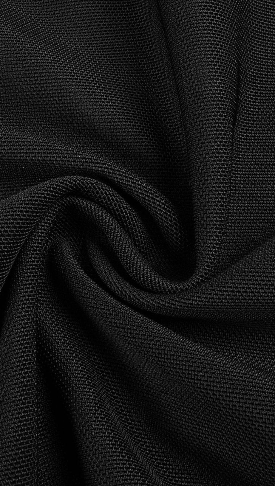 PLUNGING NECKLINE RUFFLE DRESS IN BLACK