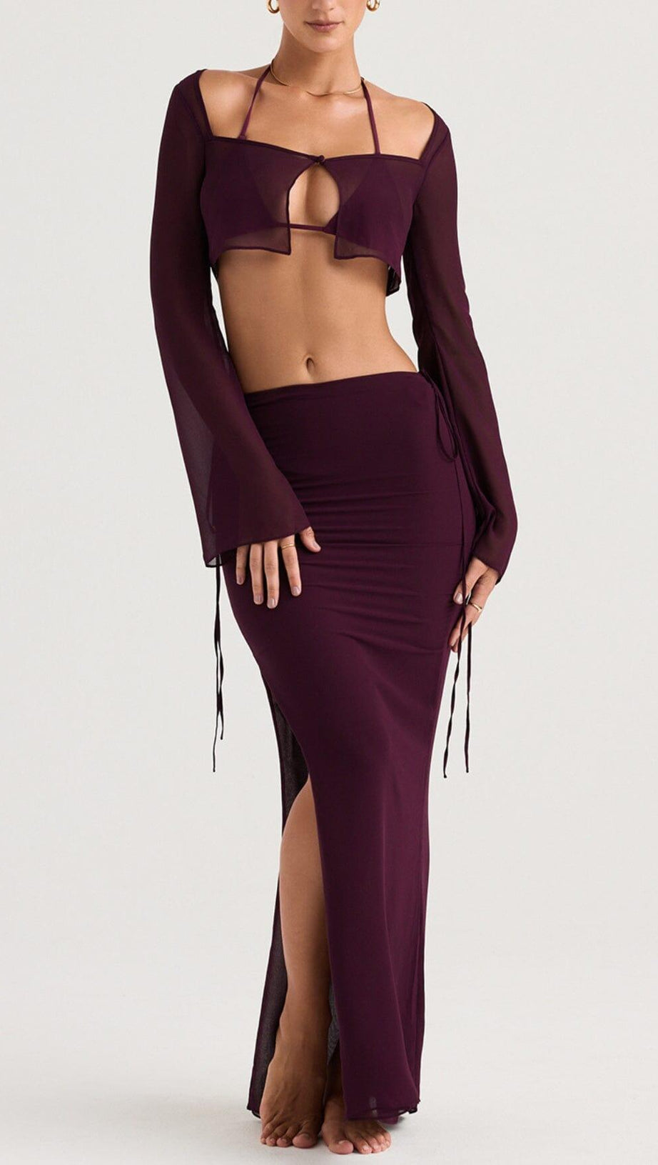 PRUNE CUTOUT SWIMSUIT