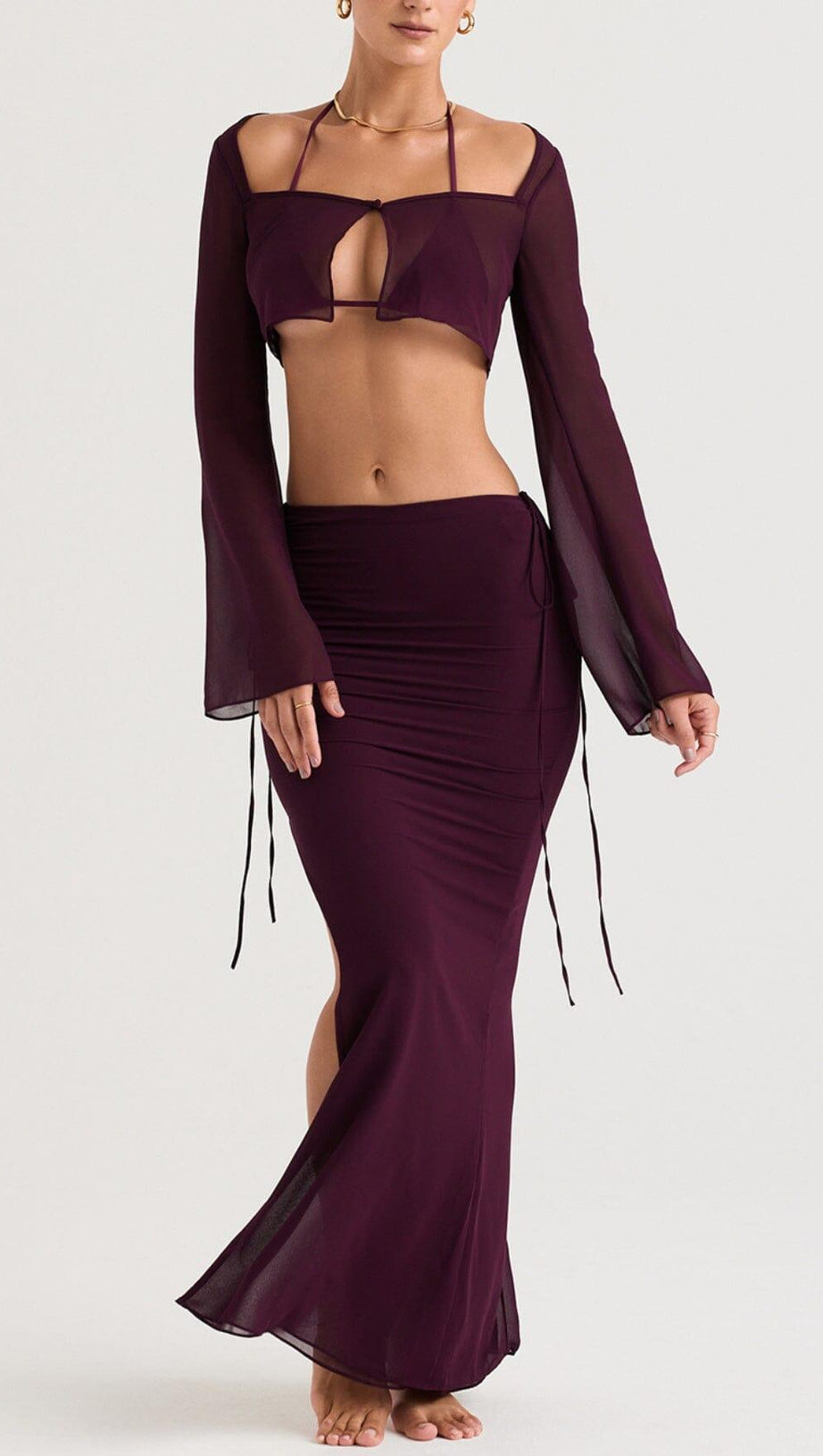 PRUNE CUTOUT SWIMSUIT