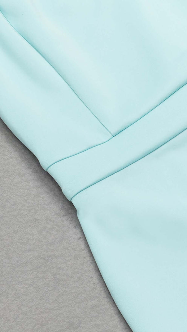 AIIZIE PUFF SLEEVE PEARL MIDI DRESS IN LIGHT GREEN - product image