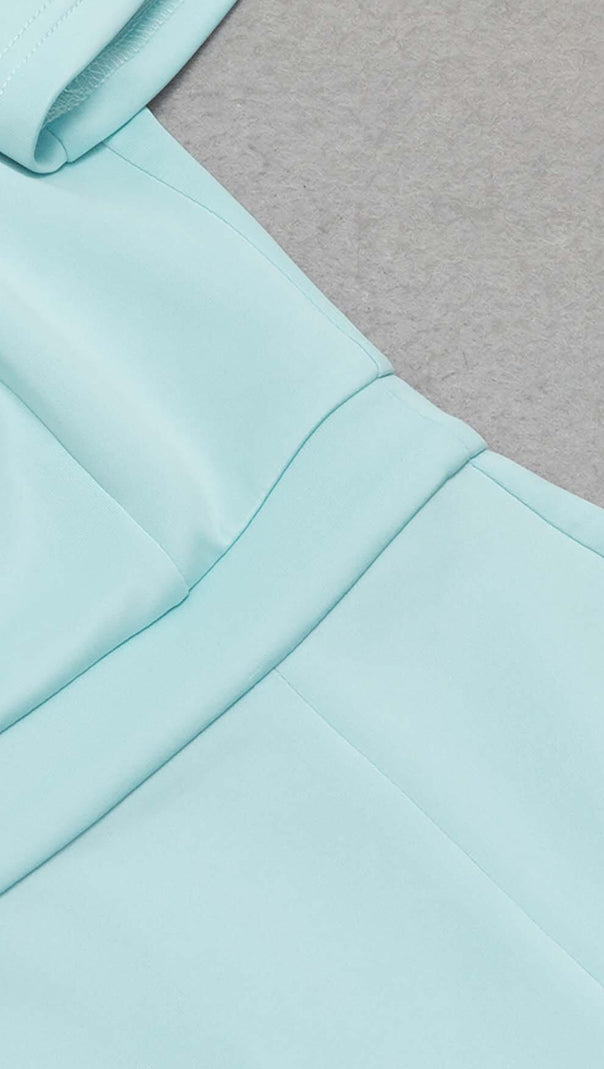 AIIZIE PUFF SLEEVE PEARL MIDI DRESS IN LIGHT GREEN - product image