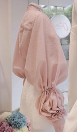 PUFF SLEEVE TWO PIECE SUIT IN PINK