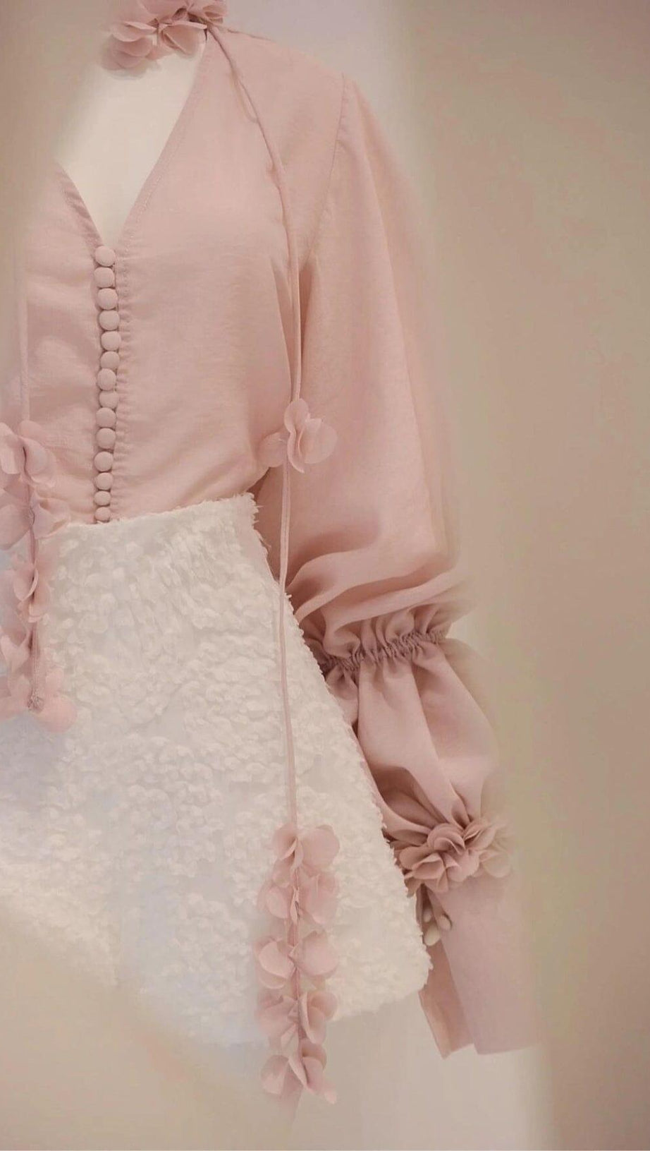 PUFF SLEEVE TWO PIECE SUIT IN PINK