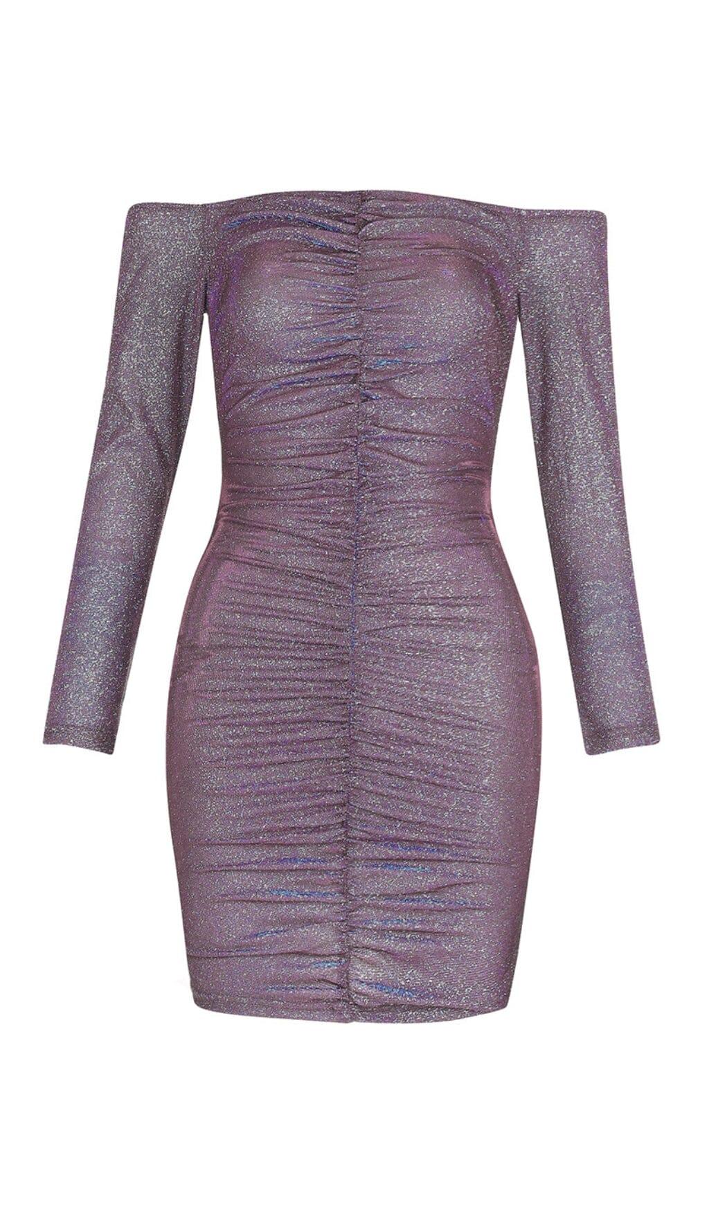 LILA OFF-SHOULDER MINIKLEID