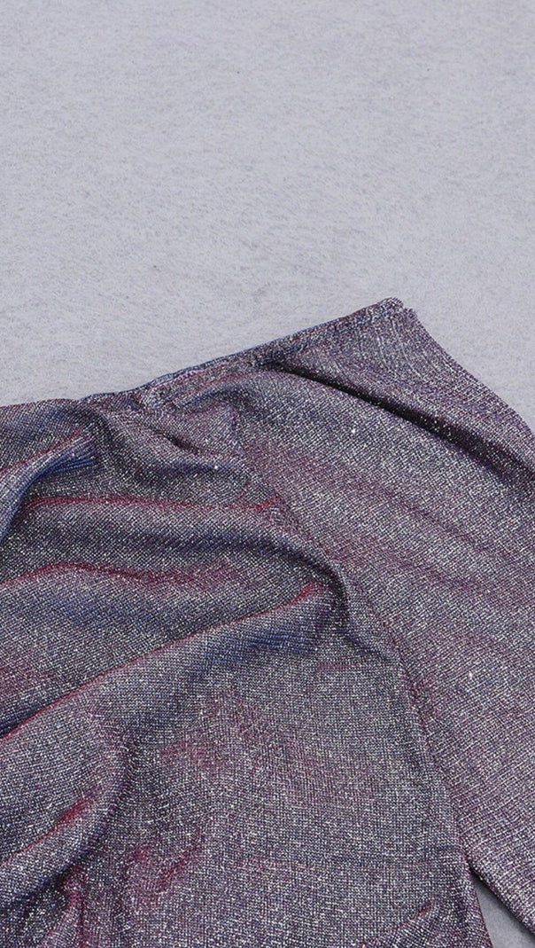 AIIZIE PURPLE OFF SHOULDER MINI DRESS - product image