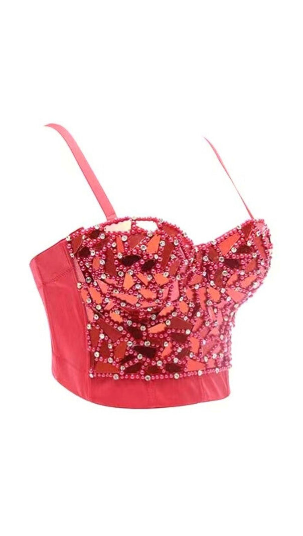 AIIZIE RED BEADED SEQUIN CORSET - product image