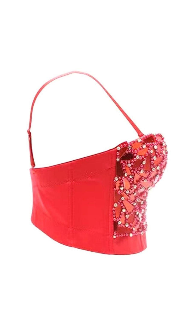 AIIZIE RED BEADED SEQUIN CORSET - product image