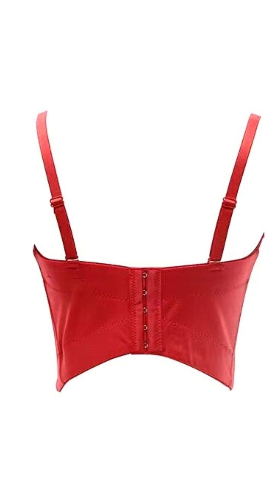 ROTES KORSETT MIT PERLEN UND PAILLETTEN