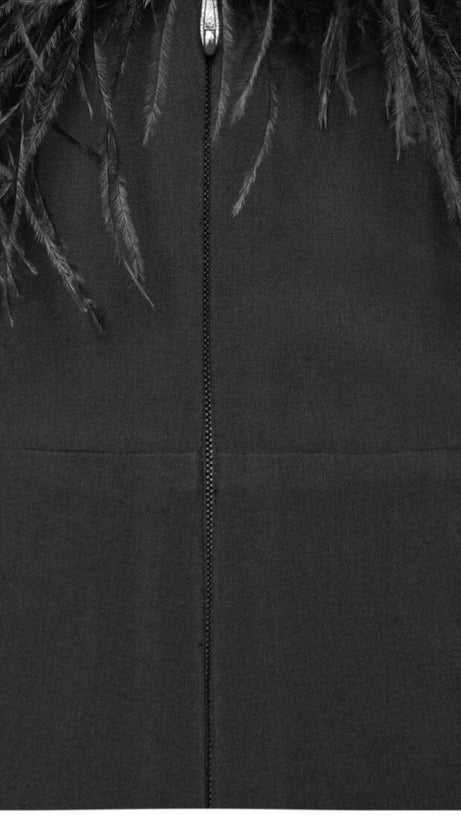 FEATHER JUMPSUIT IN BLACK