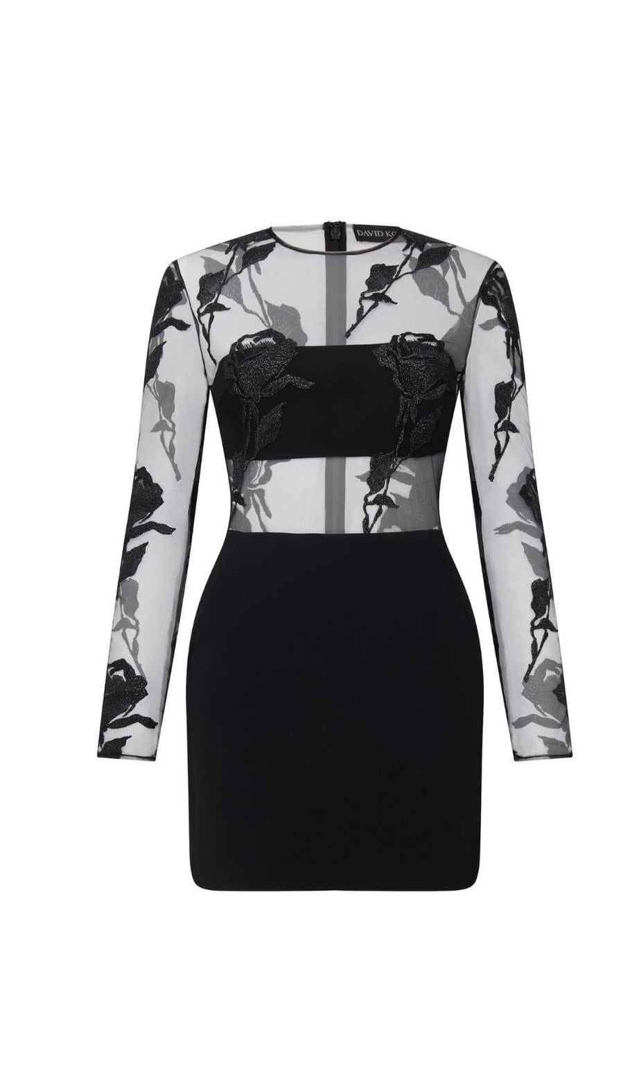 FLORAL LACE MINI DRESS IN BLACK