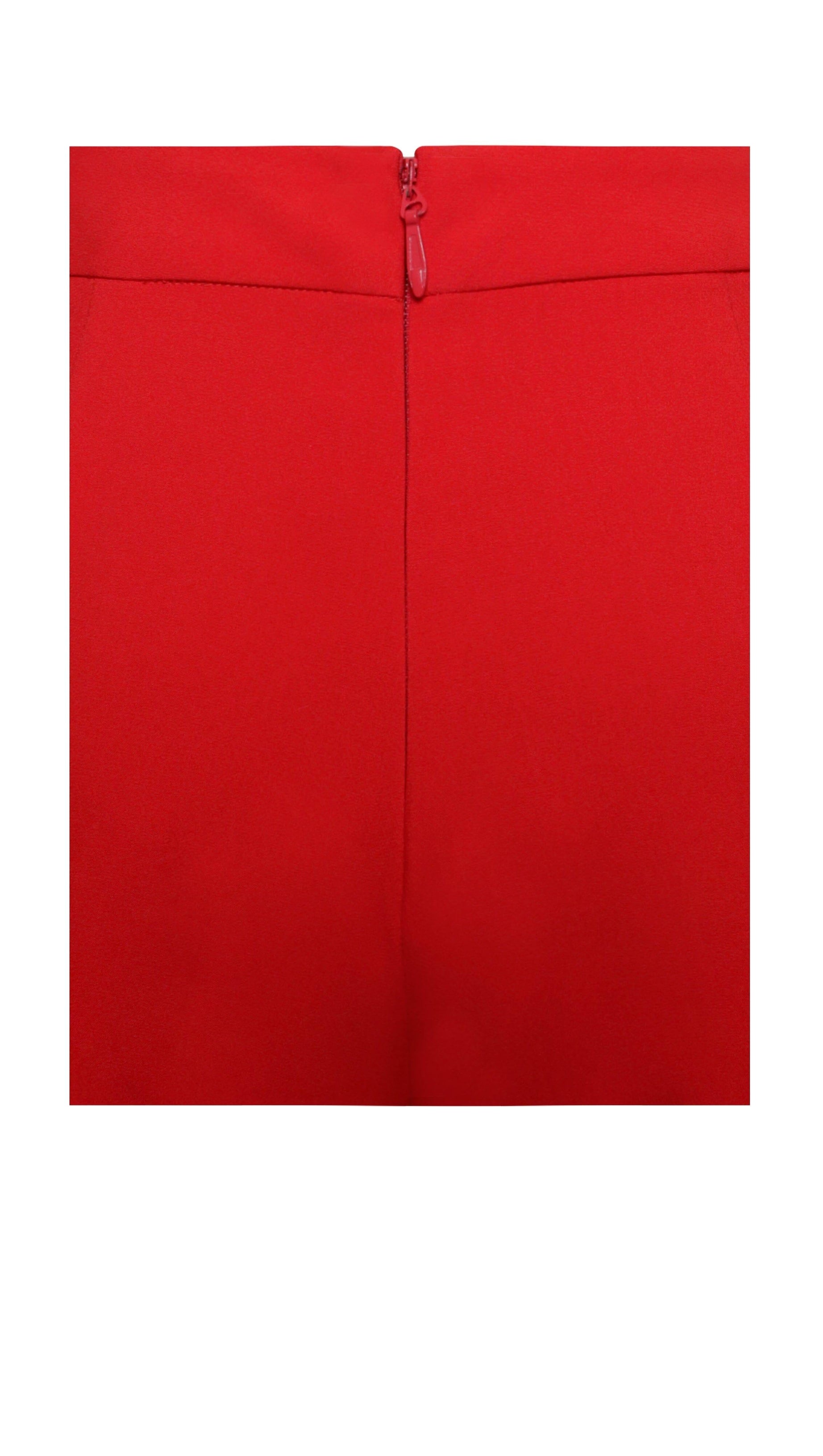 ROTER BLAZERANZUG MIT FEDERBESATZ