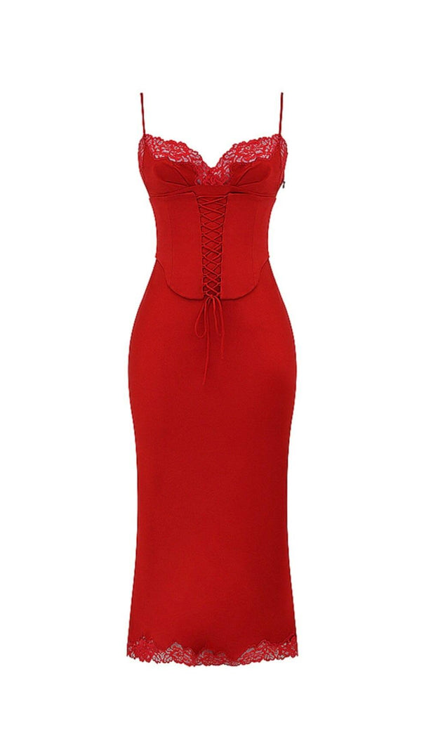 AIIZIE RED ROSE SATIN SLIP DRESS - product image