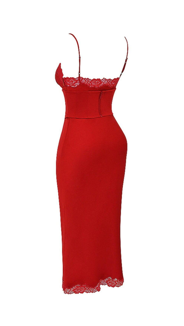 AIIZIE RED ROSE SATIN SLIP DRESS - product image