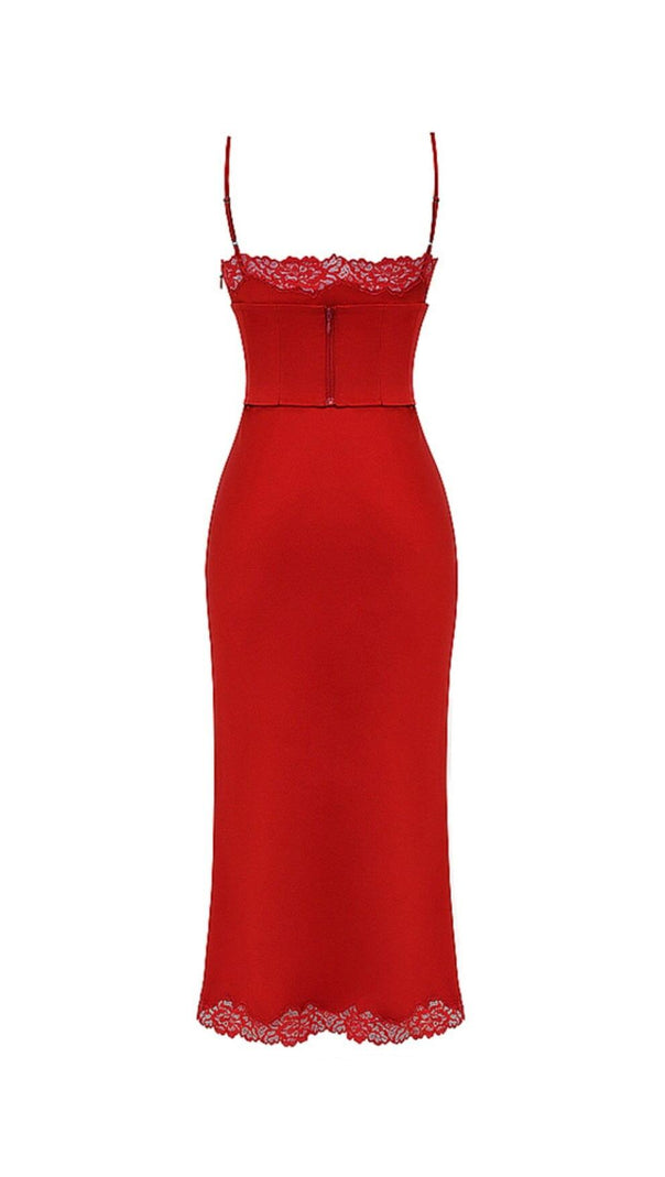 AIIZIE RED ROSE SATIN SLIP DRESS - product image
