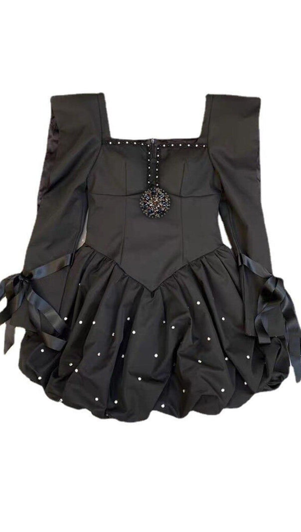 AIIZIE RHINESTONE HEM MINI DRESS IN BLACK - product image