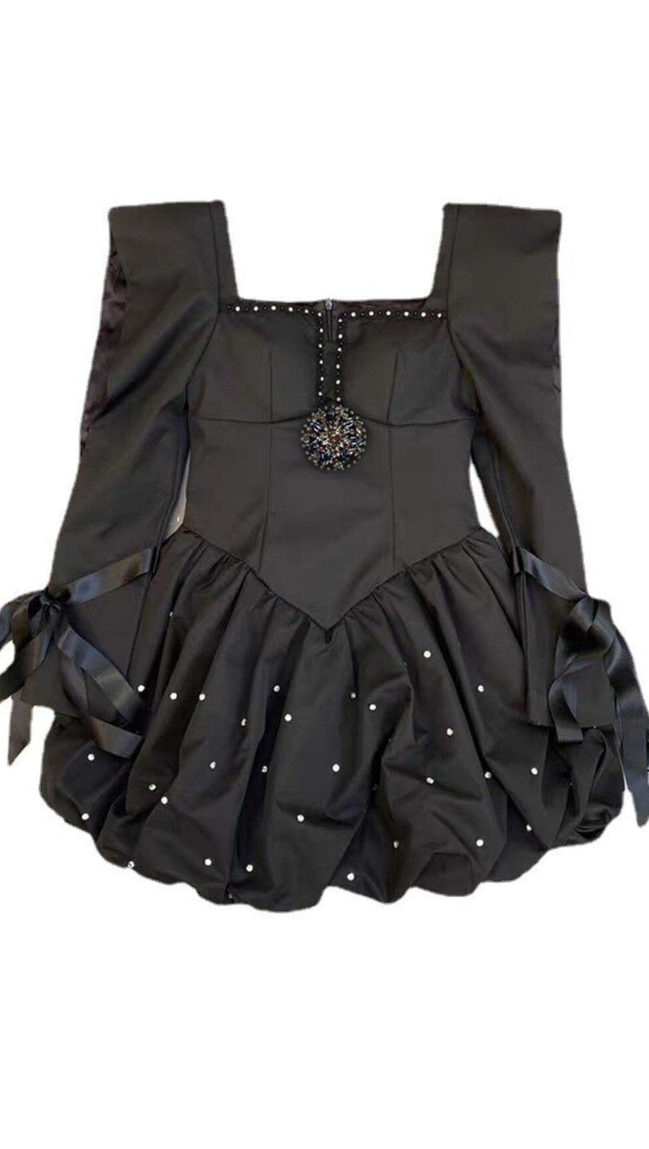 MINI ABITO CON ORLO IN STRASS NERO
