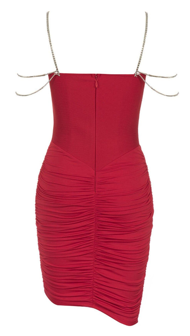 AIIZIE RHINESTONE STRAPPY CORSET MINI DRESS IN BURGUNDY - product image