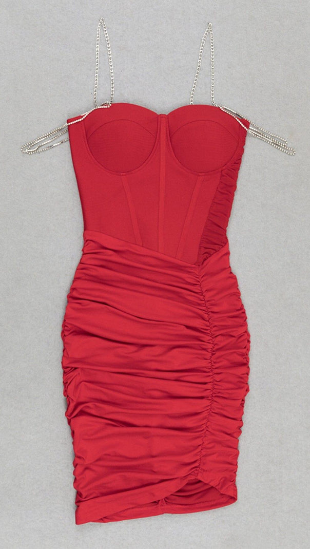 AIIZIE RHINESTONE STRAPPY CORSET MINI DRESS IN BURGUNDY - product image