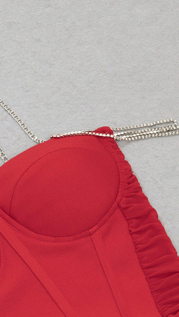 AIIZIE RHINESTONE STRAPPY CORSET MINI DRESS IN BURGUNDY - product image