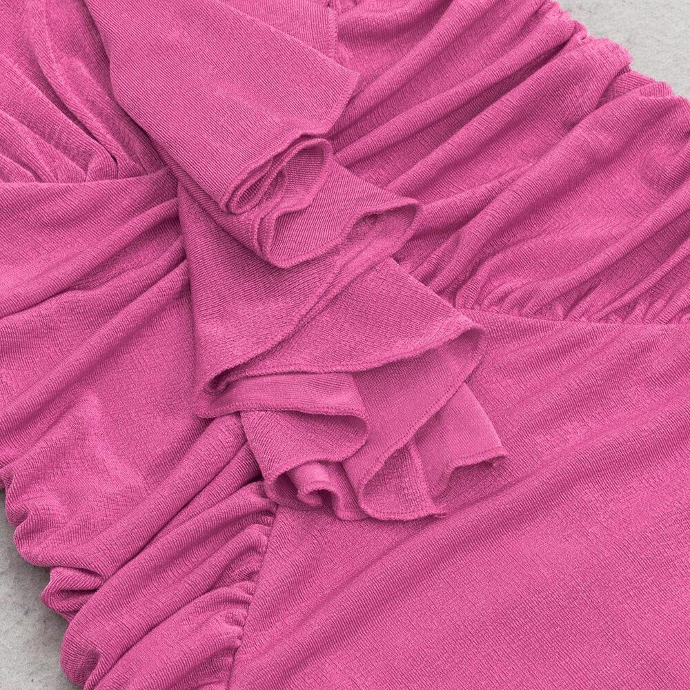 AIIZIE ROSE EMBELLISHED RUFFLED MIDI DRESS IN PINK - product image