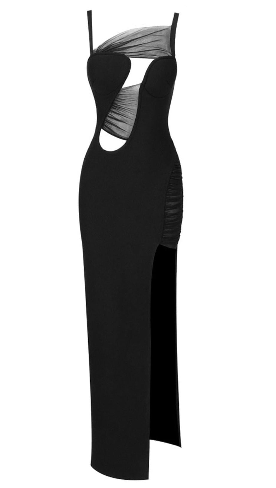 IRREGULAR BANDAGE MAXI DRESS IN BLACK