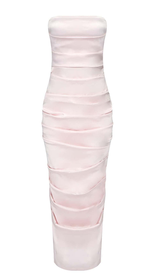 AIIZIE RUCHED OFF-SHOULDER SLIM MIDI DRESS IN PINK - product image