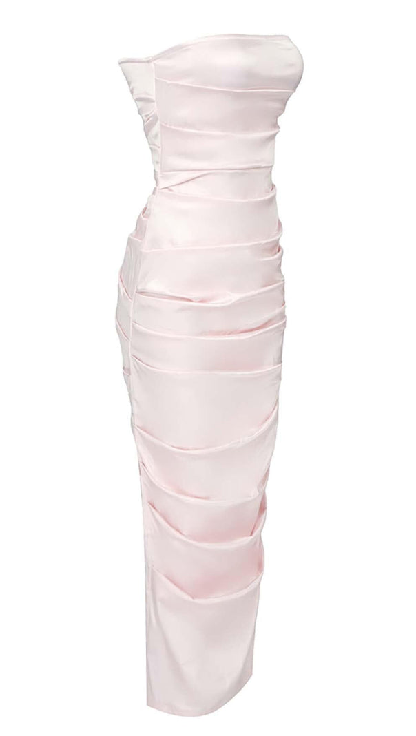AIIZIE RUCHED OFF-SHOULDER SLIM MIDI DRESS IN PINK - product image