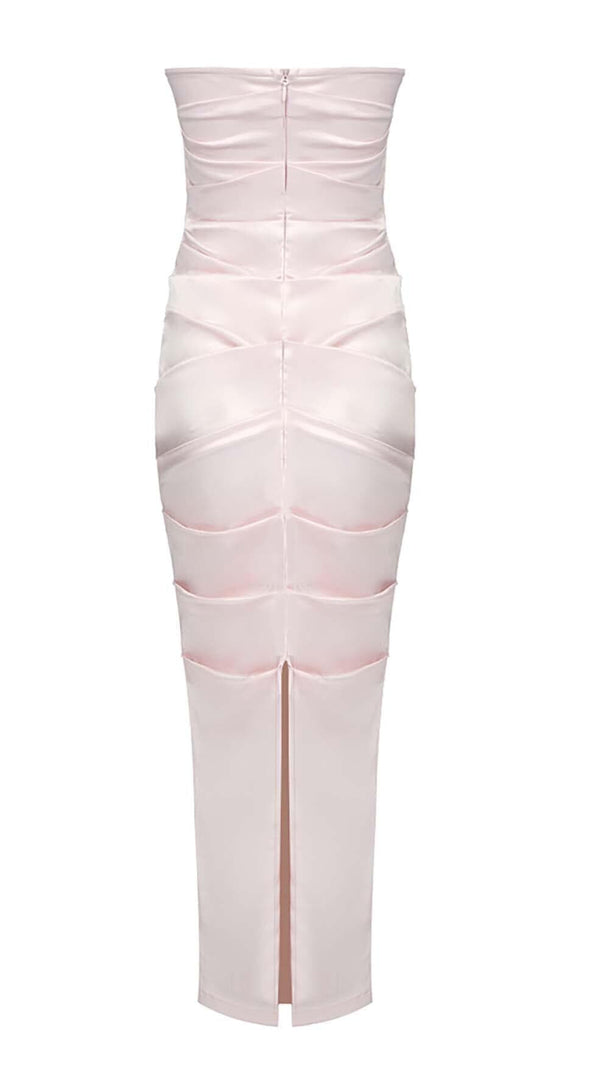 AIIZIE RUCHED OFF-SHOULDER SLIM MIDI DRESS IN PINK - product image