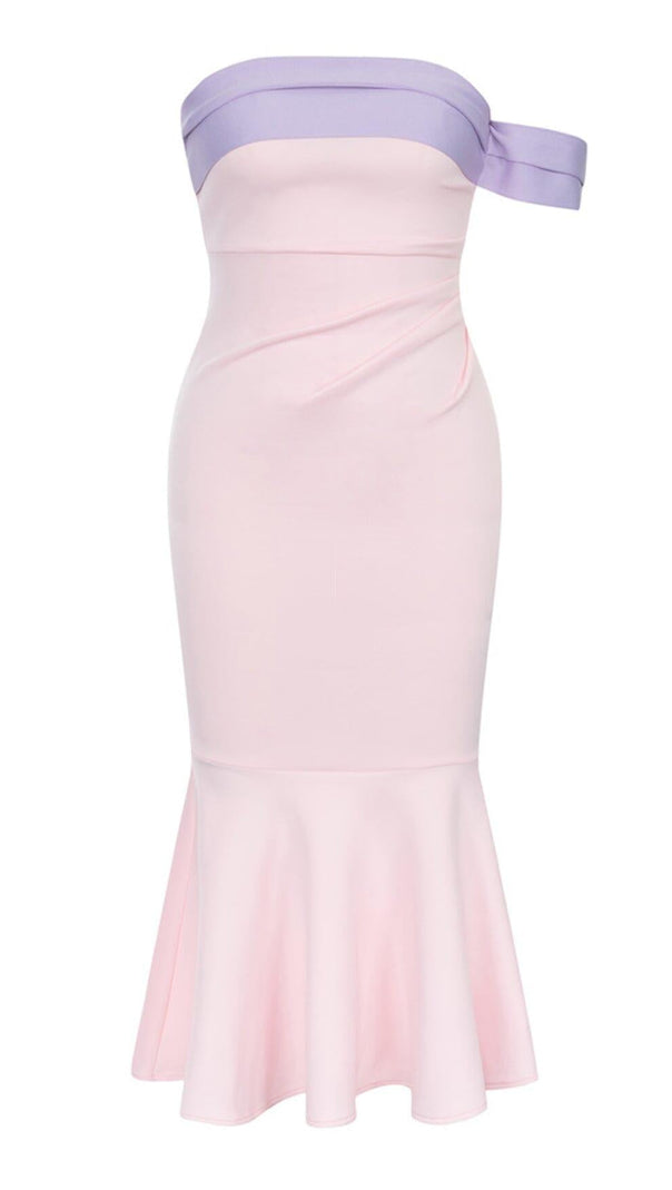 AIIZIE RUFFLE BODYCON MIDI DRESS IN PINK - product image