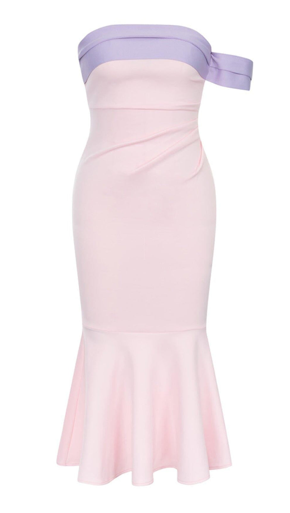 RUFFLE BODYCON MIDI DRESS IN PINK