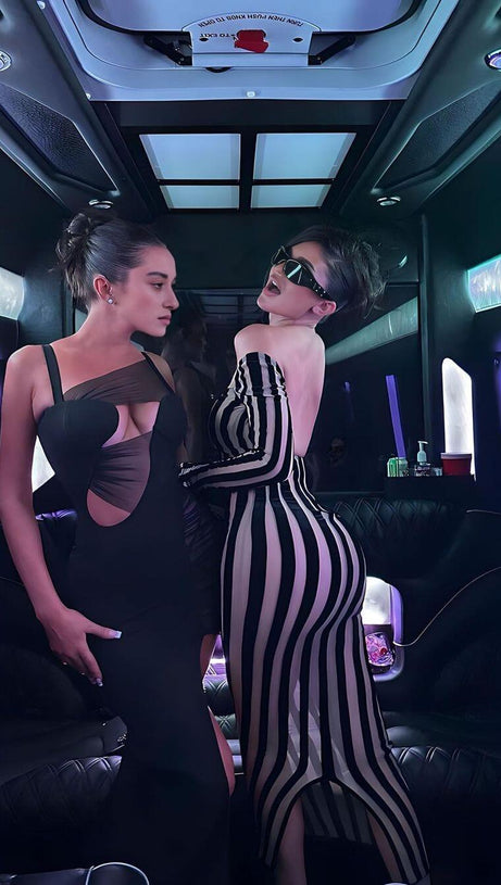 IRREGULAR BANDAGE MAXI DRESS IN BLACK