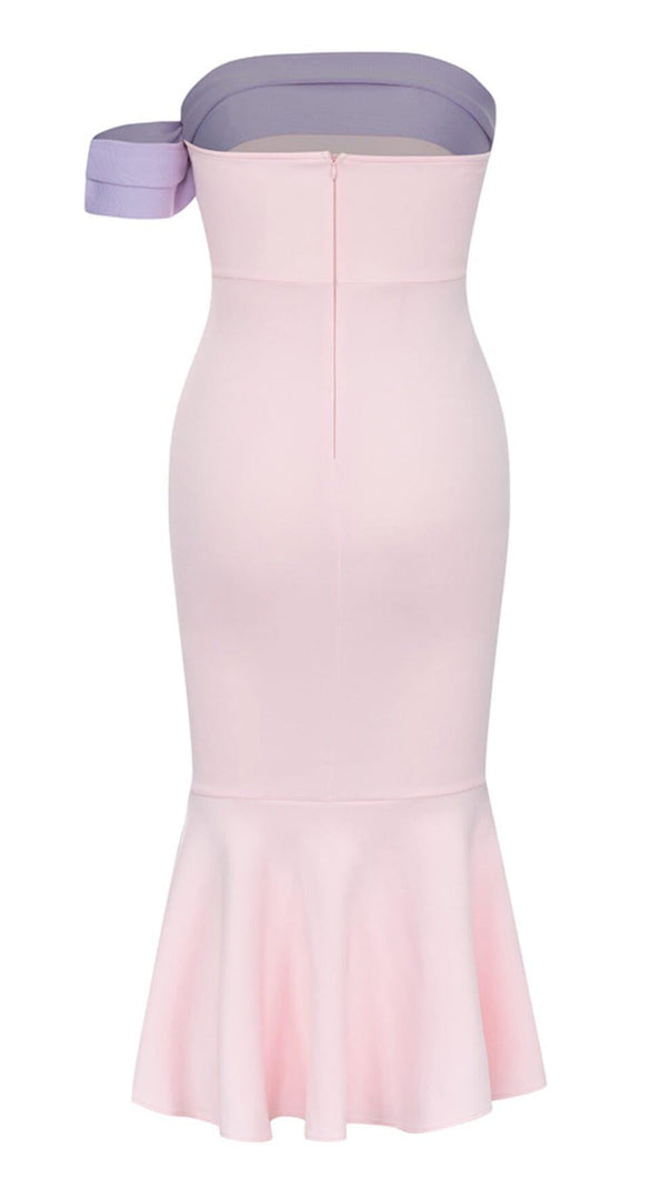 AIIZIE RUFFLE BODYCON MIDI DRESS IN PINK - product image