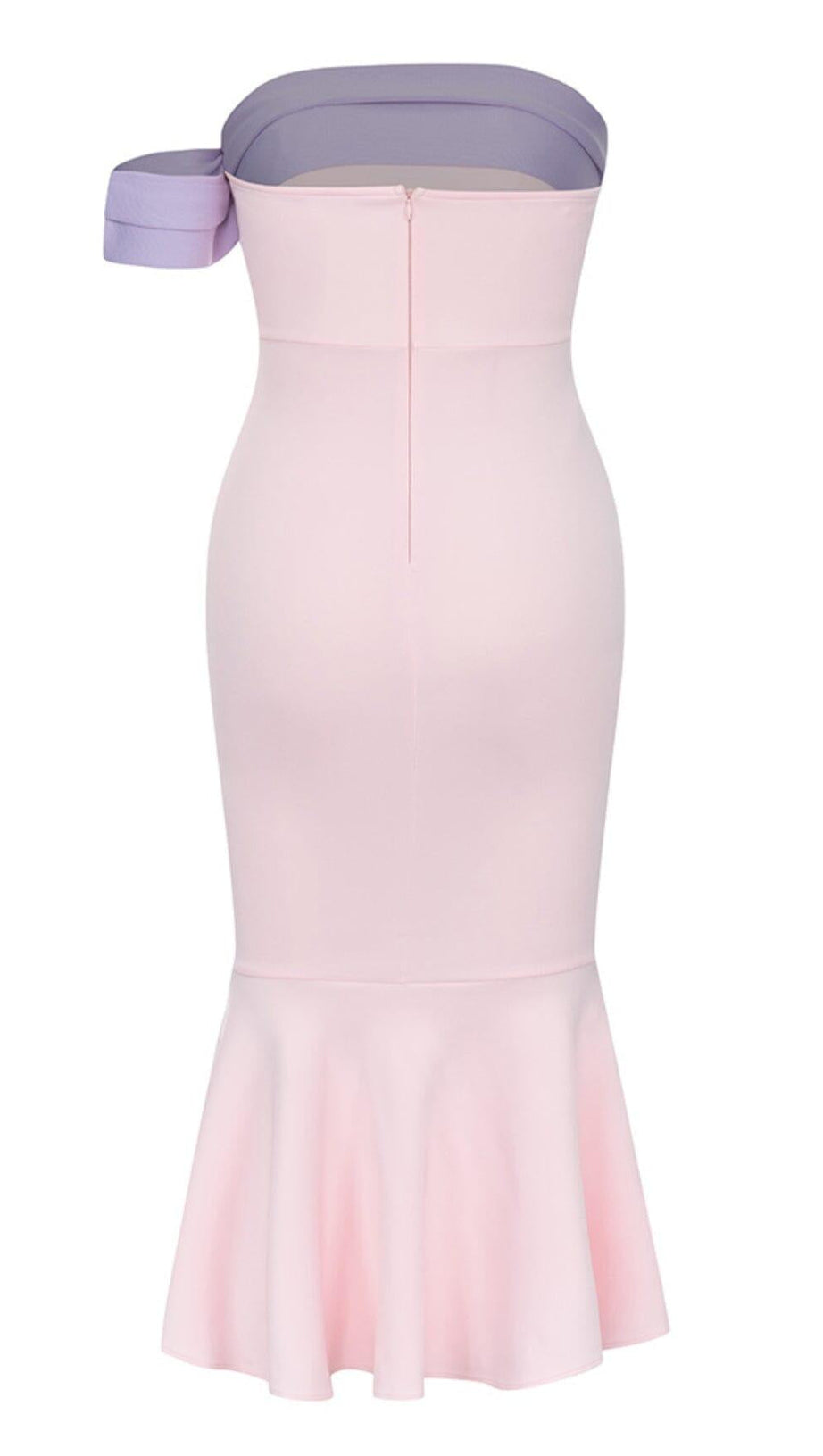 RUFFLE BODYCON MIDI DRESS IN PINK