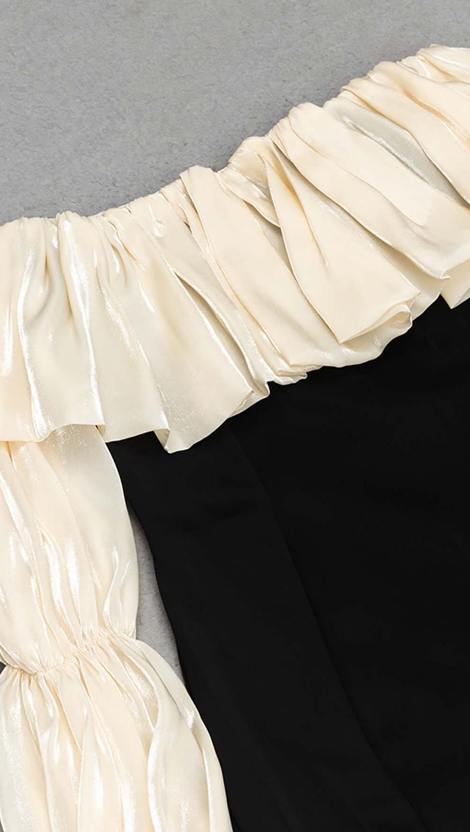 RUFFLE COLD SHOULDER MIDI DRESS IN BLACK