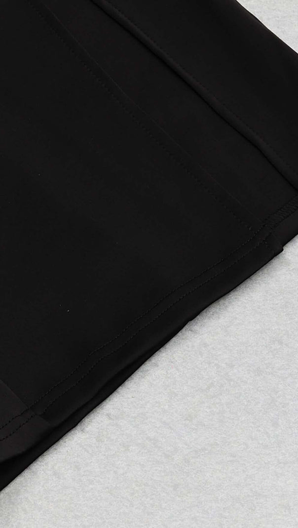Ruffle Cold Shoulder Midi Dress in Black
