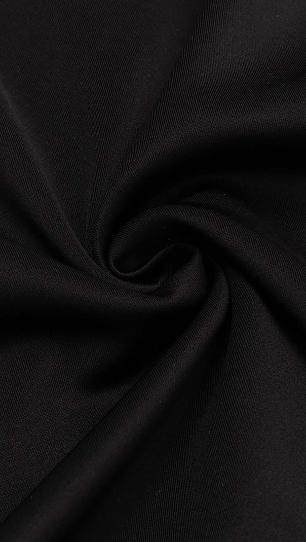 Ruffle Cold Shoulder Midi Dress in Black