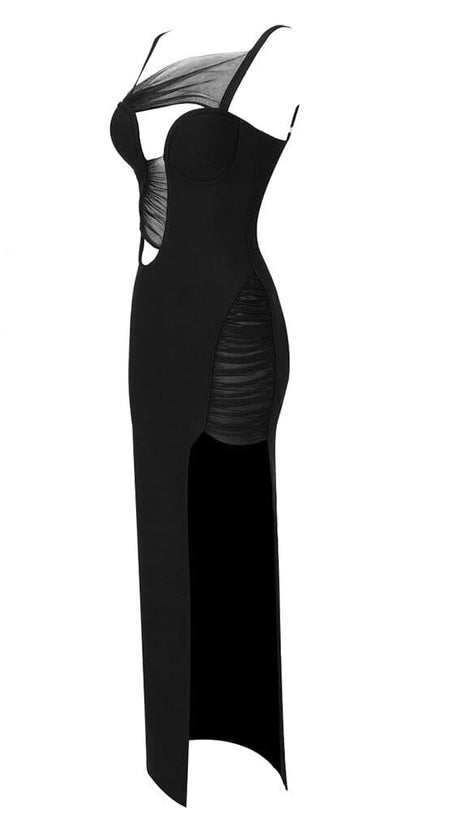 IRREGULAR BANDAGE MAXI DRESS IN BLACK
